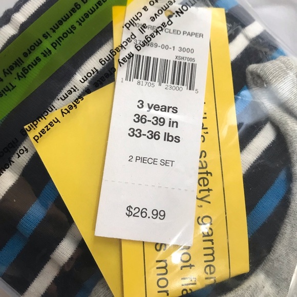 Baby Gap Pajama Set Long Sleeve Blue Stripe New - Picture 5 of 6